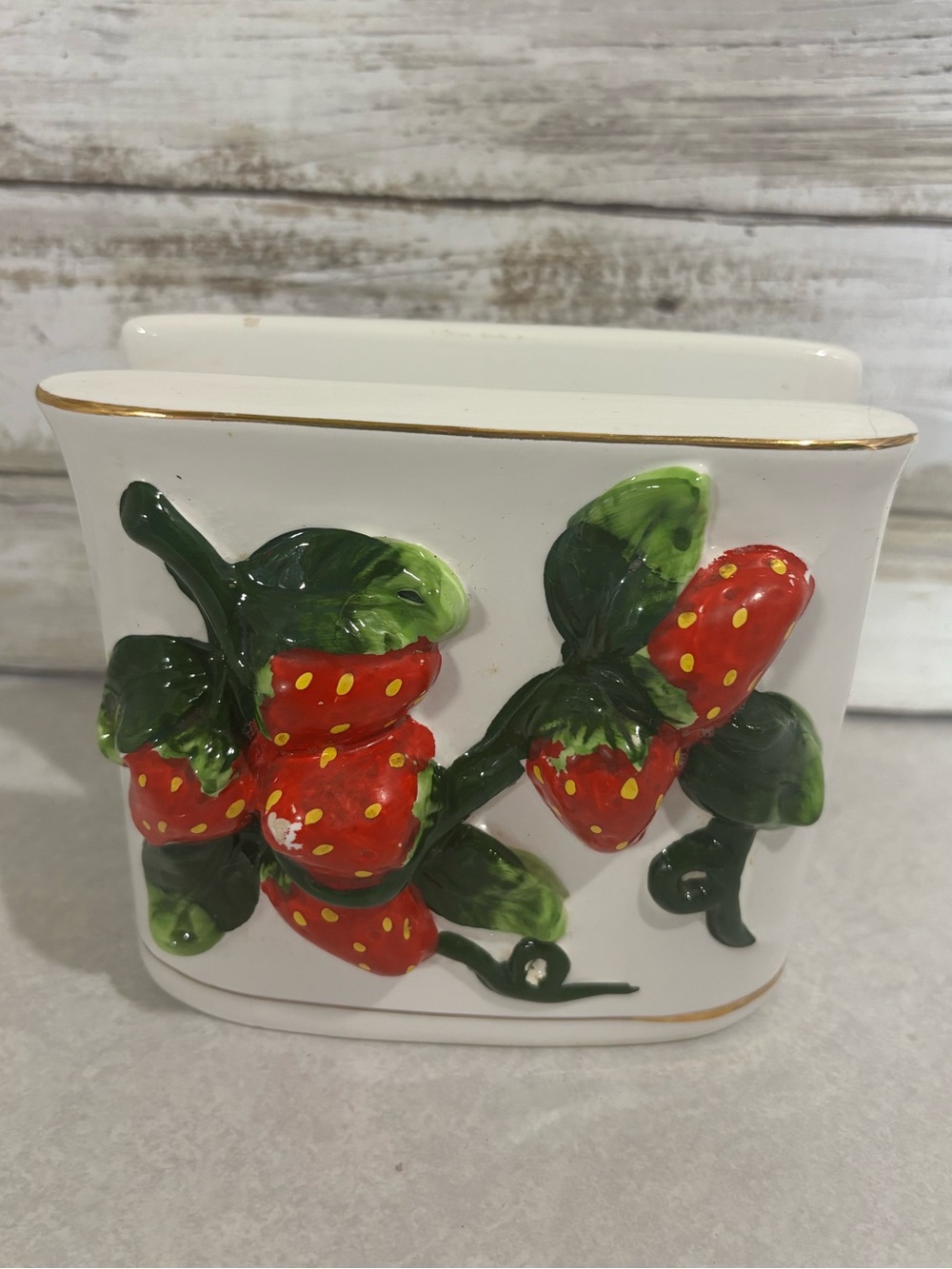 Vintage ceramic strawberry napkin holder